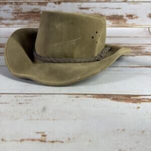 Walkabout Hats Real Leather Australia Medium Brown Braided Band Hat - Pre-owned